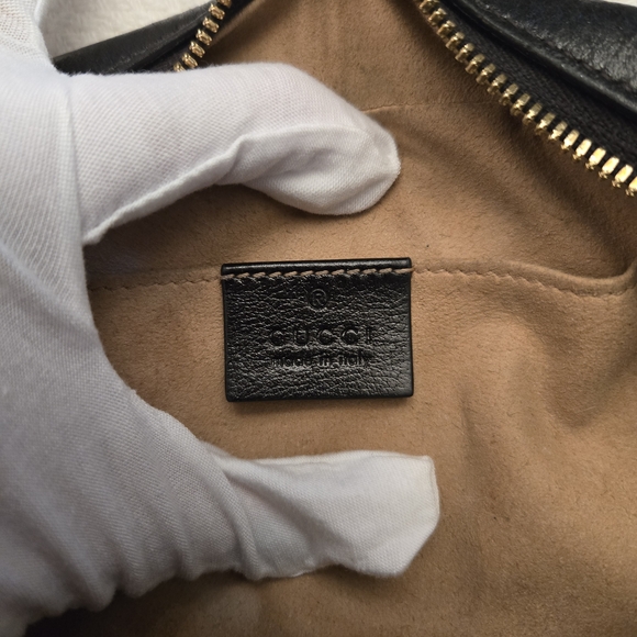 Gucci Marmont Beige and Black Crossbody Bag with Gold Logo - Picture 12 of 14